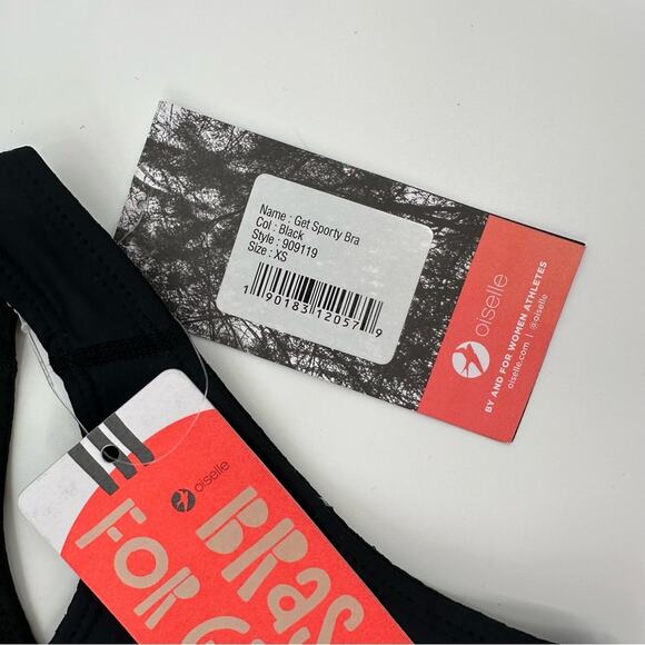 Oiselle Get Sporty Bra in black Size XS - Picture 2 of 7